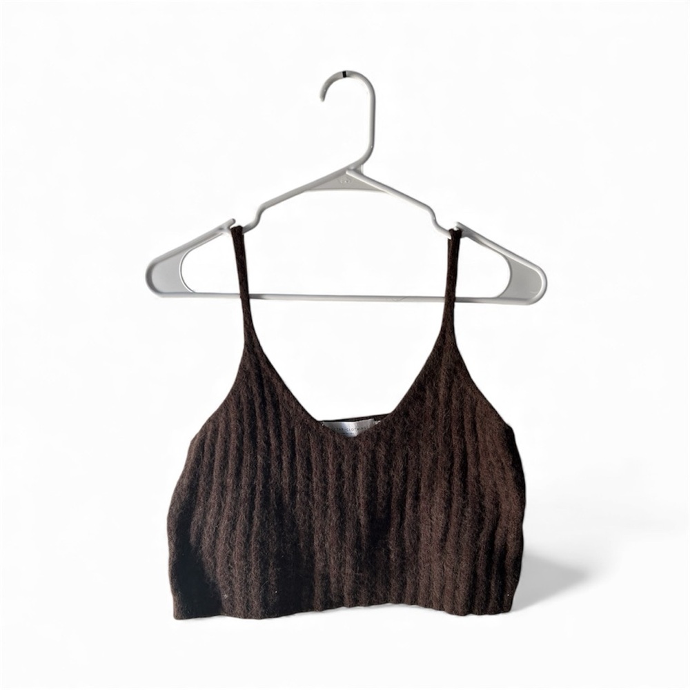 Brown wool knit Women's crop Top